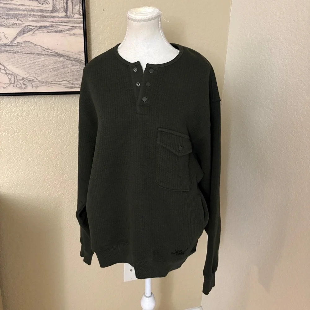 NEW KITH  Interlock Samson Henley‎ In Kalamon Mens Size Extra Small